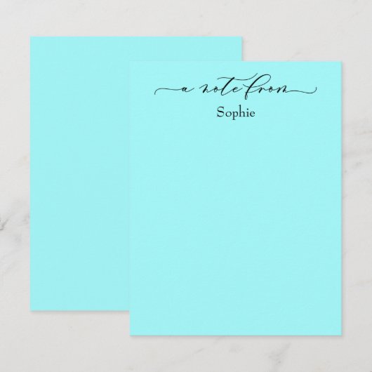 Elegant "A Note from Simple Aqua" Notitiekaartje (Voorkant / Achterkant)