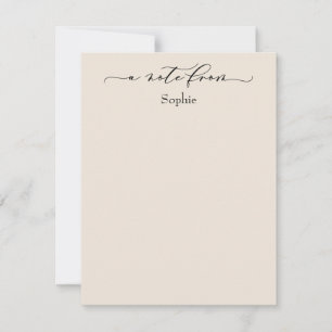 Elegant "A Note from" Simple Card in Cream Notitiekaartje