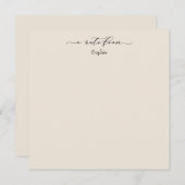 Elegant "A Note from" Simple Card in Cream Notitiekaartje (Voorkant / Achterkant)