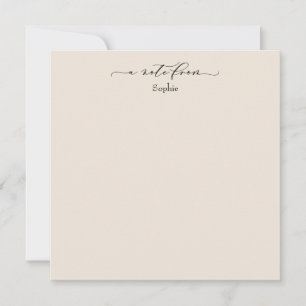 Elegant "A Note from" Simple Card in Cream Notitiekaartje