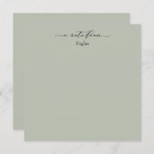 Elegant "A Note from" Simple Card in Sage Green Notitiekaartje (Voorkant / Achterkant)
