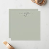 Elegant "A Note from" Simple Card in Sage Green Notitiekaartje (Voorkant / Achterkant in situ)