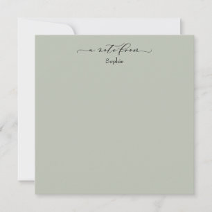 Elegant "A Note from" Simple Card in Sage Green Notitiekaartje