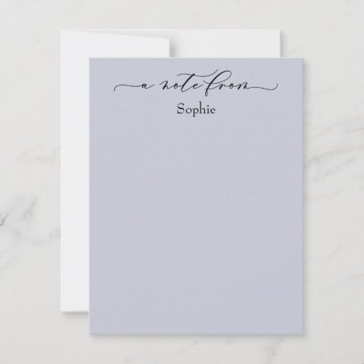 Elegant "A Note from" Simple Dusty Blue Notitiekaartje (Voorkant)