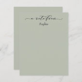 Elegant "A Note from" Simple Sage Green Notitiekaartje (Voorkant / Achterkant)