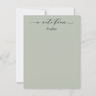 Elegant "A Note from" Simple Sage Green Notitiekaartje