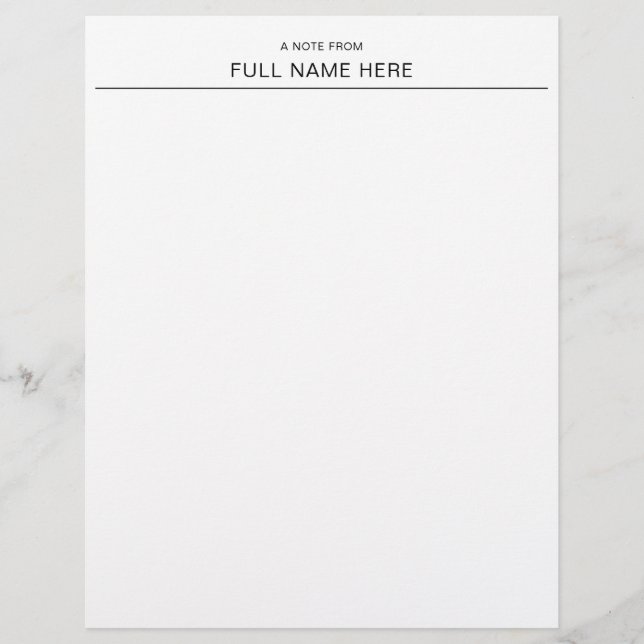 Elegant A Note From You Personalized Letterhead Briefhoofd (Voorkant)