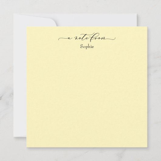 Elegant "A Note of" Simple Card Bleek Yellow Notitiekaartje (Voorkant)