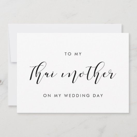 Elegant Aan mijn Thaise Moeder Op Mijn Trouwdagkaa Kaart (Voorkant)