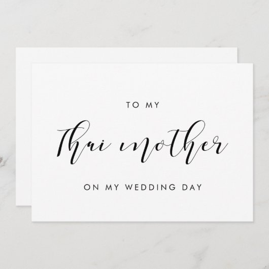 Elegant Aan mijn Thaise Moeder Op Mijn Trouwdagkaa Kaart (Voorkant / Achterkant)