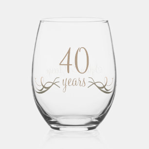 Elegant aangepast 40-jarig jubileum geschenk wijnglas zonder voet
