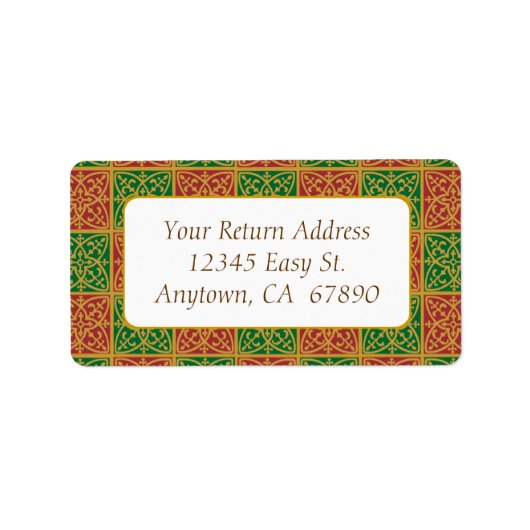 Elegant Aangepast adres Rood Groen Patroon Labels (Voorkant)