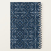 Elegant aangepast blauw goud geometrisch patroon | notitieboek (Achterkant)