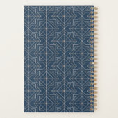 Elegant aangepast blauw goud geometrisch patroon | planner (Achterkant)