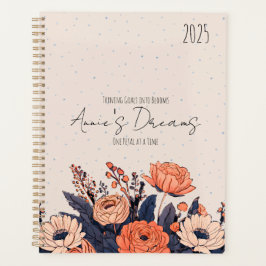 Elegant aangepast bloemontwerp met naam en bericht planner