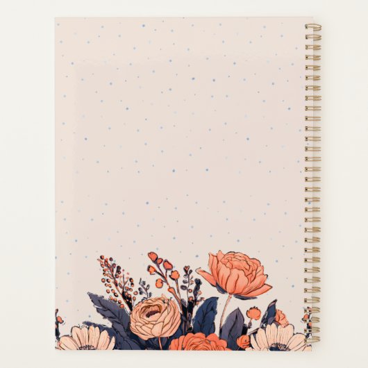 Elegant aangepast bloemontwerp met naam en boodsch planner (Achterkant)