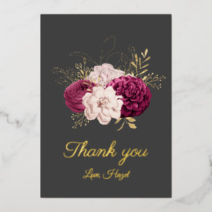 Elegant aangepast "Dank u"  roos bladgoud Folie Feestdagenkaart