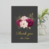 Elegant aangepast "Dank u"  roos bladgoud Folie Feestdagenkaart (Staand Voorkant)