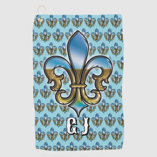 Elegant aangepast Fleur de Lis Golf ontwerp Golfhanddoek (Voorkant)