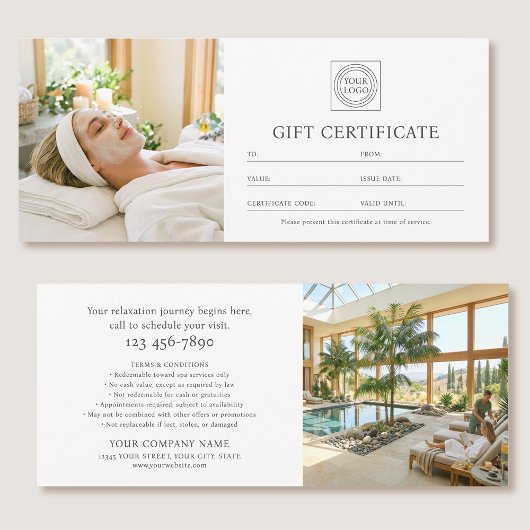 Elegant aangepast fotologo cadeaubon chic