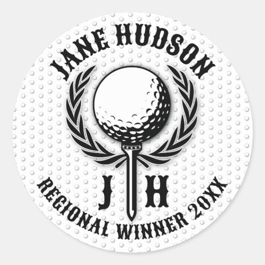 Elegant aangepast golf monogram ontwerp ronde sticker (Voorkant)