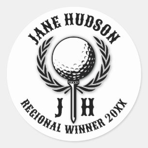 Elegant aangepast golf monogram ontwerp ronde sticker