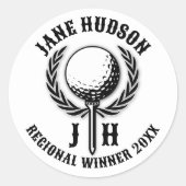 Elegant aangepast golfmonogramontwerp ronde sticker (Voorkant)