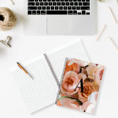 Elegant Aangepast Initiaal Letter A Rozen Monogram Notitieboek