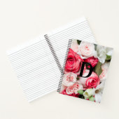 Elegant Aangepast Initiaal Letter D Rozen Monogram Notitieboek (Binnen)