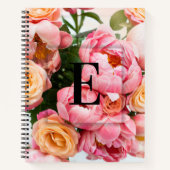 Elegant Aangepast Initiaal Letter E Rozen Monogram Notitieboek (Voorkant)