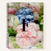 Elegant Aangepast Initiaal Letter F Rozen Monogram Notitieboek (Voorkant)