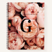 Elegant Aangepast Initiaal Letter G Pioenenmonogra Notitieboek (Voorkant)