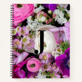 Elegant Aangepast Initiaal Letter J Rozen Monogram Notitieboek (Voorkant)