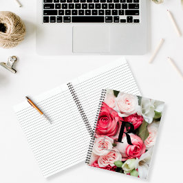 Elegant Aangepast Initiaal Letter R Rozen Monogram Notitieboek