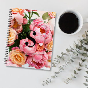 Elegant Aangepast Initiaal Letter S Rozen Monogram Notitieboek