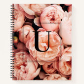 Elegant Aangepast Initiaal Letter U Rozen Monogram Notitieboek (Voorkant)