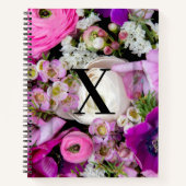 Elegant Aangepast Initiaal Letter X Rozen Monogram Notitieboek (Voorkant)