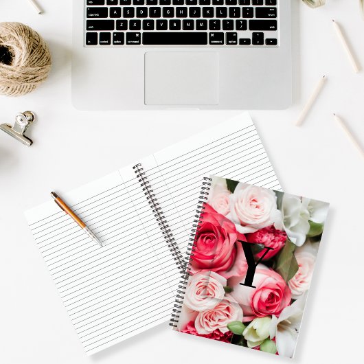 Elegant Aangepast Initiaal Letter Y Rozen Monogram Notitieboek