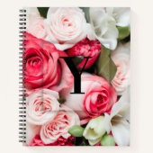 Elegant Aangepast Initiaal Letter Y Rozen Monogram Notitieboek (Voorkant)