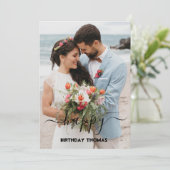 elegant aangepast koppel foto blije verjaardagslie kaart (Staand voorkant)