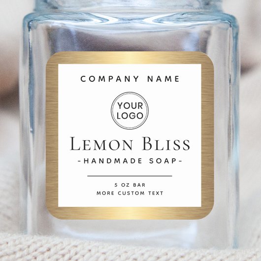 Elegant aangepast logo gouden gradiëntetiket vierkante sticker