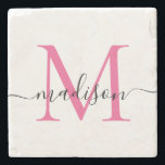 Elegant Aangepast Magenta Roze Monogram Manuscript Stenen Onderzetter<br><div class="desc">Elegant Persoonlijk Hot Magenta Roze Monogram Manuscript Naam Stijlvol Stenen Onderzetter</div>