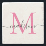 Elegant Aangepast Magenta Roze Monogram Manuscript Stenen Onderzetter<br><div class="desc">Elegant Persoonlijk Hot Magenta Roze Monogram Manuscript Naam Stijlvol Stenen Onderzetter</div>