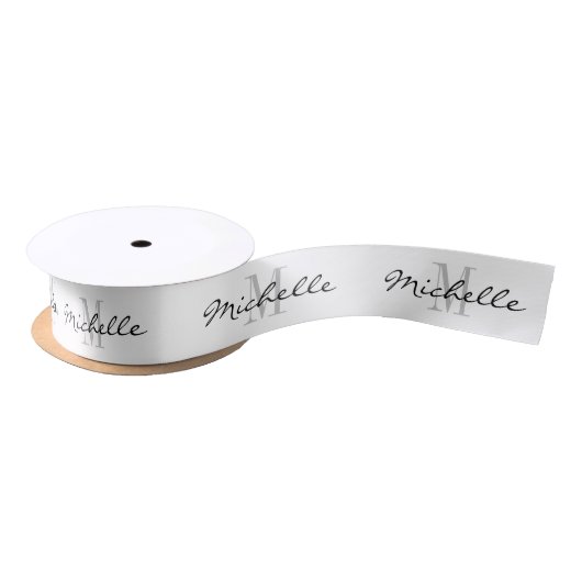 Elegant aangepast monogram 3,8 cm wit Kerstmis Satijnen Lint (Spoel)