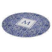 Elegant Aangepast Monogram Blauwwit Snijplank (Hoek)