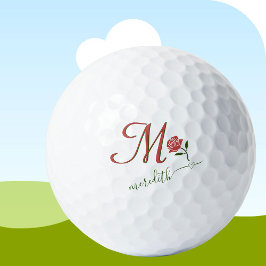 Elegant Aangepast Monogram Bloemhart Naam Golfballen