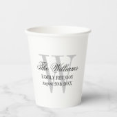 Elegant aangepast monogram gezinshereniging papieren bekers (Voorkant)