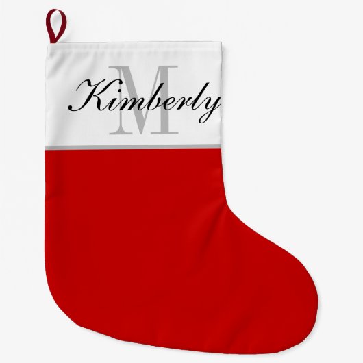 Elegant aangepast monogram grote kerstmis kerstsok (Voorkant)