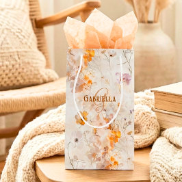 Elegant aangepast monogram waterverf bloemstuk klein cadeauzakje
