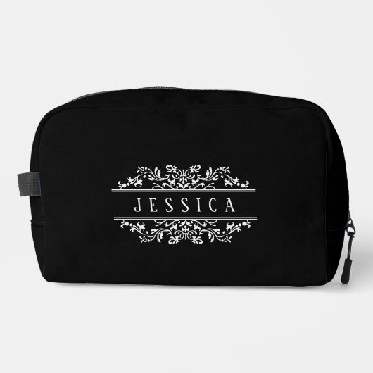 Elegant aangepast monogram, zwart toilettasje (Voorkant)
